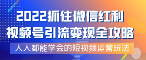 视频号引流变现全套课程,超简单短视频运营玩法-虚拟货源网