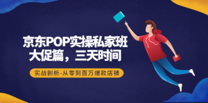 京东POP实操教程:大促篇,3天时间,实战剖析-从零到百万爆款店铺-虚拟货源网